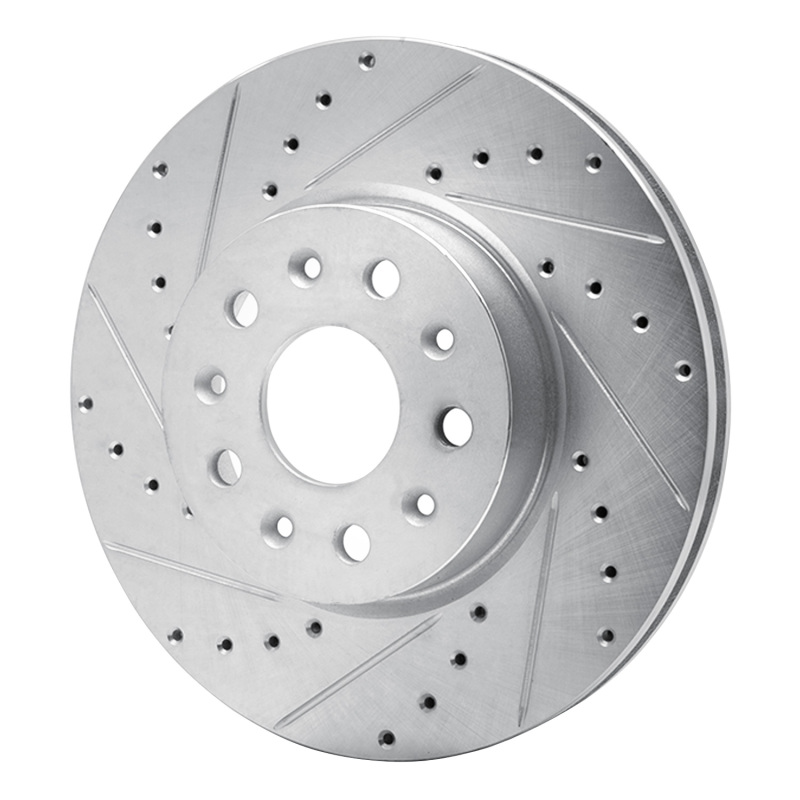 Cadillac CT5 Brake Rotor (1) - Front Left - R1 Concepts - Drilled & Slotted - Silver - `16-`25